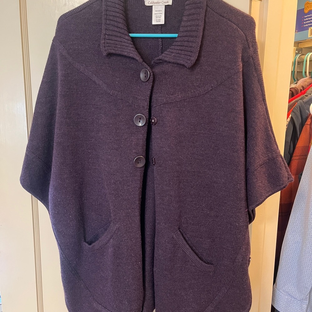 Coldwater Creek Women's Dark Purple Cape sweater